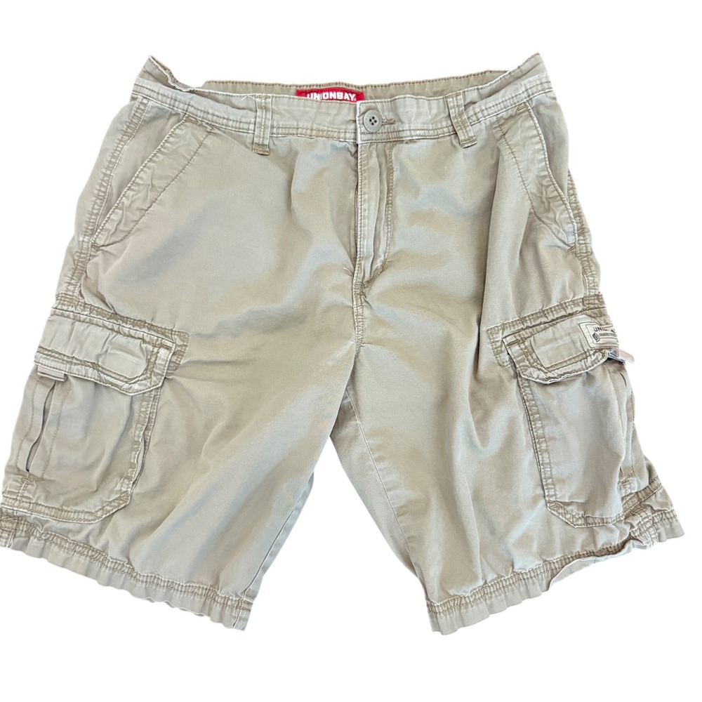 Unionbay Mens Khaki Cargo Shorts Size 32 Cotton 90's Grunge Utility Gorpcore